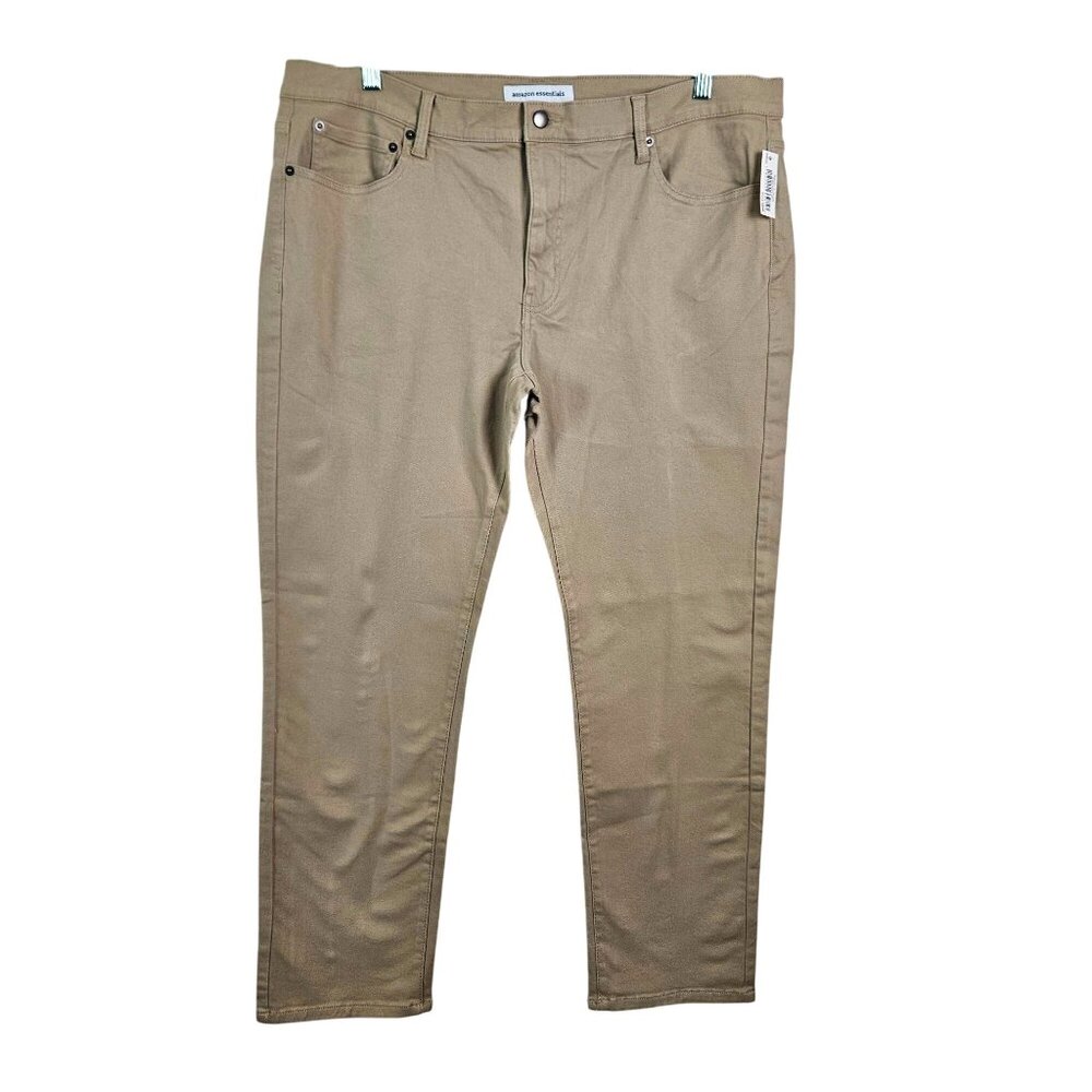 Mens Essentials Khaki Pants 40W X 30L Cotton Blend Work Casual Everyday Wear